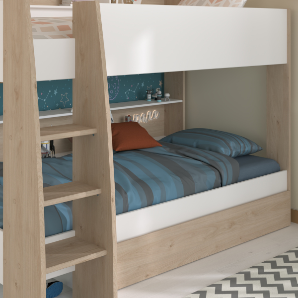 emob Bedlade voor stapelbed Shelby - eik/wit