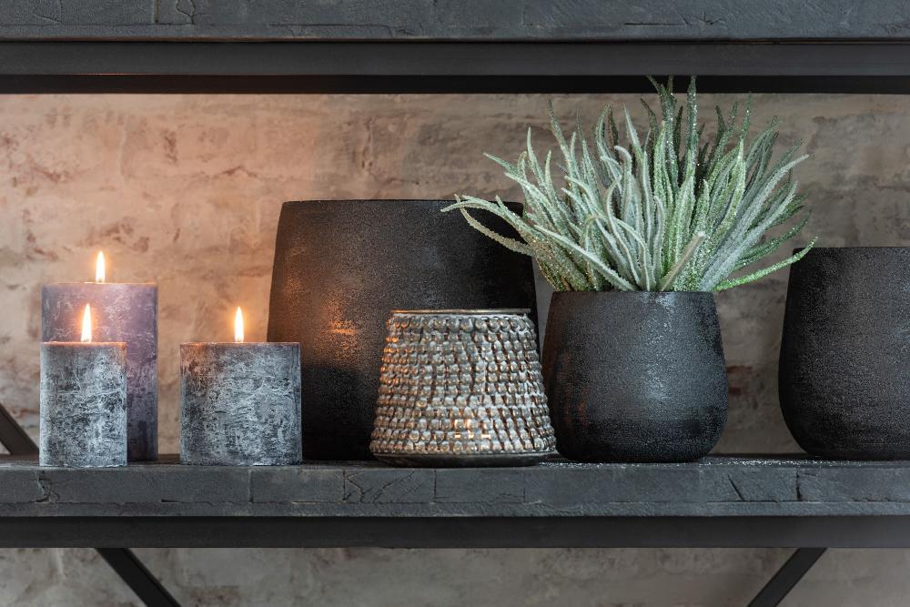 Emob Bloempot Oneffen Ruw Keramiek Zwart Small