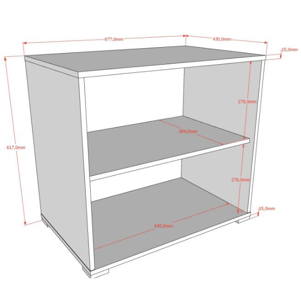 Emob Boekenkast Sam 68x43x62cm - Met 1 Legplank - Wit