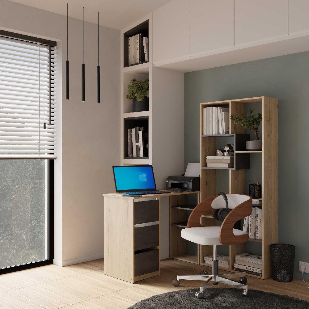 Emob Boekenrek Tania - 161x24x71cm - Eikdecor/zwart