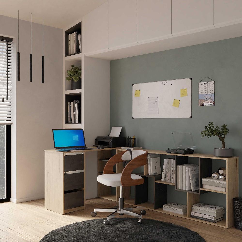 Emob Boekenrek Tania - 161x24x71cm - Eikdecor/zwart