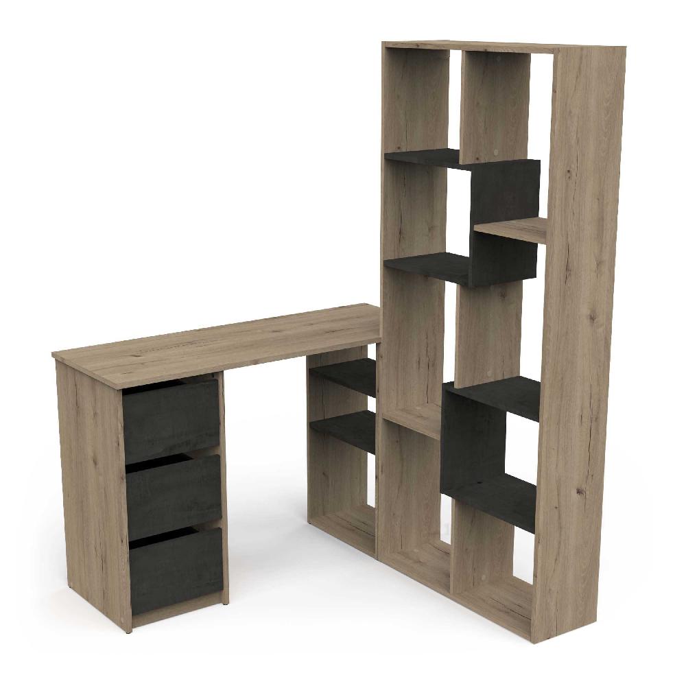 Emob Boekenrek Tania - 161x24x71cm - Eikdecor/zwart