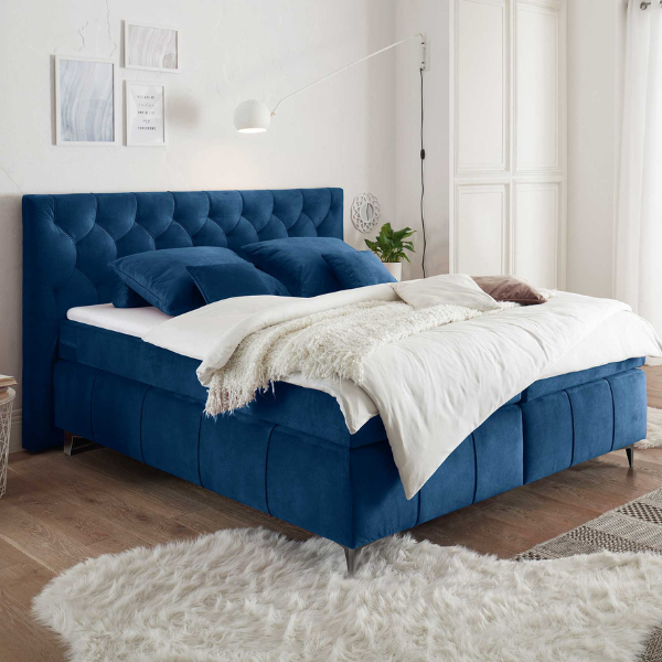 Emob Boxspring Pemberley 160x200cm - Blauw