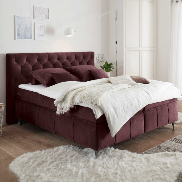Emob Boxspring Pemberley 180x200cm - Aubergine