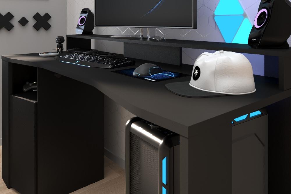 Emob Bureau Gaming 152cm Met Ledstrip - Zwart