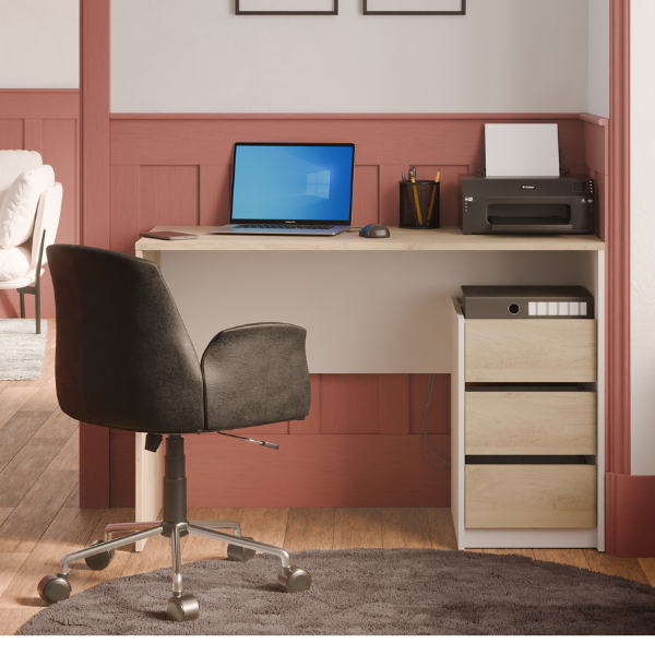 emob Bureau Harisson - 50x117x77 cm - Bruin/eikenhout