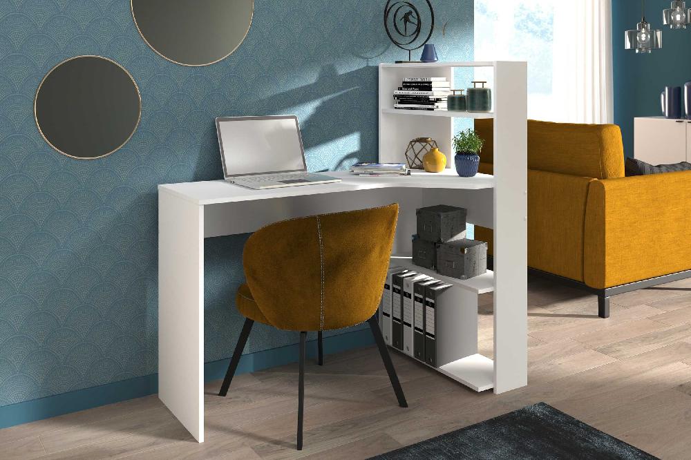 Emob Bureau Mister 122cm Met Boekenrek - Wit