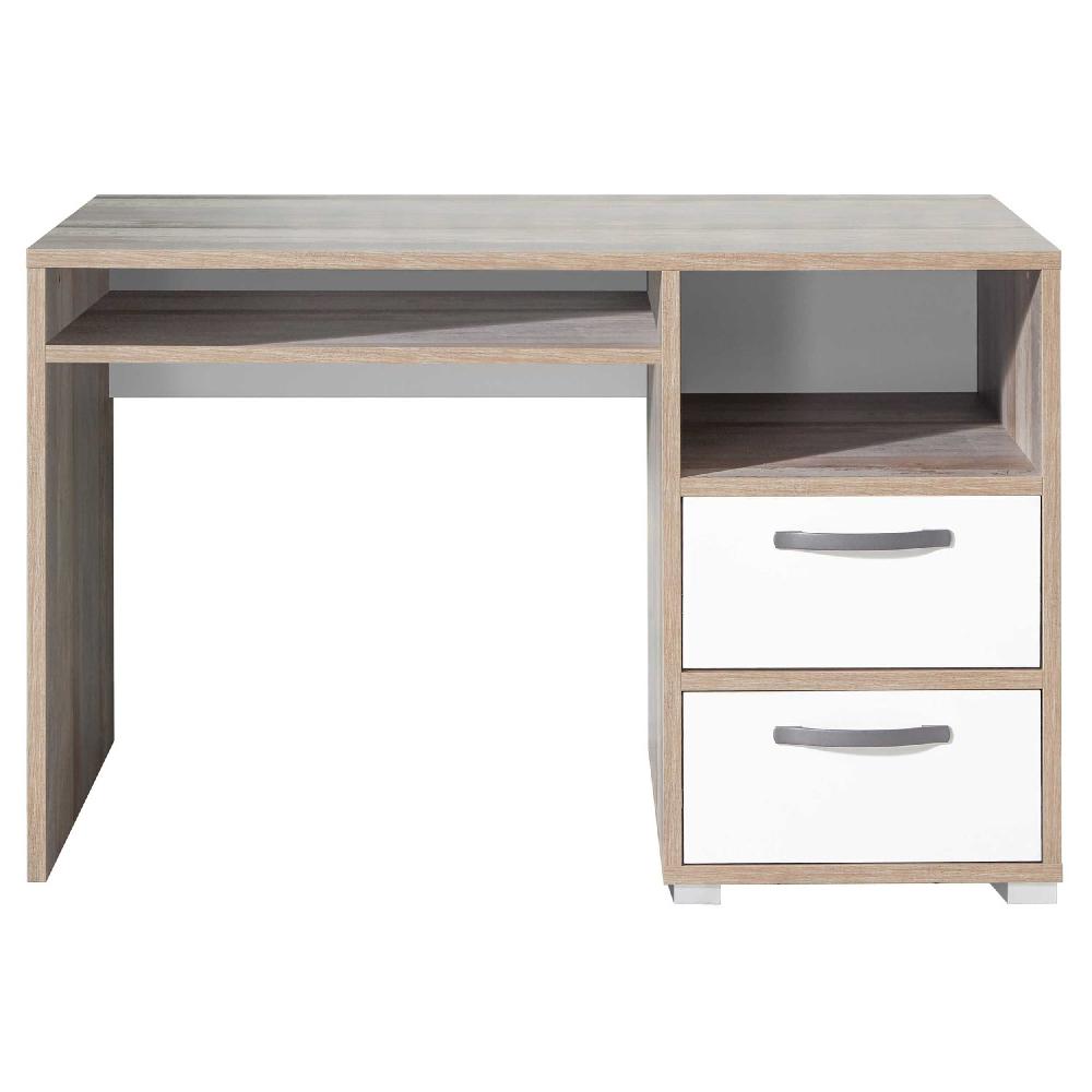 Emob Bureau Petrus 125cm Met 2 Lades - Wit/drijfhout