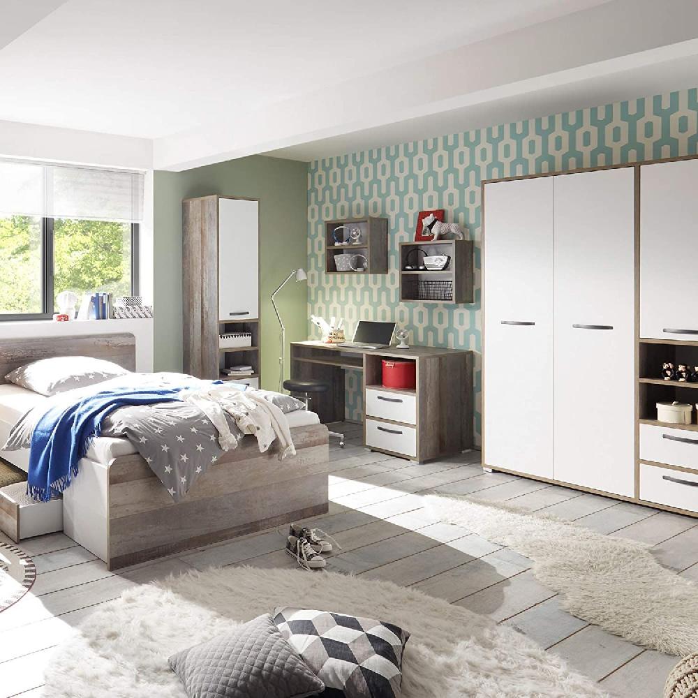 Emob Bureau Petrus 125cm Met 2 Lades - Wit/drijfhout