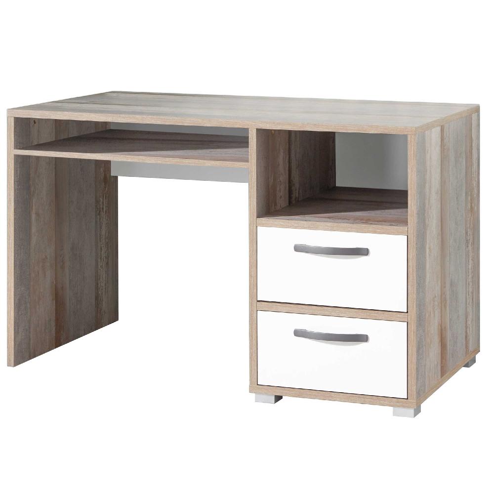 Emob Bureau Petrus 125cm Met 2 Lades - Wit/drijfhout