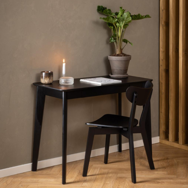 emob Bureau Roxby met lade - zwart eikenfineer