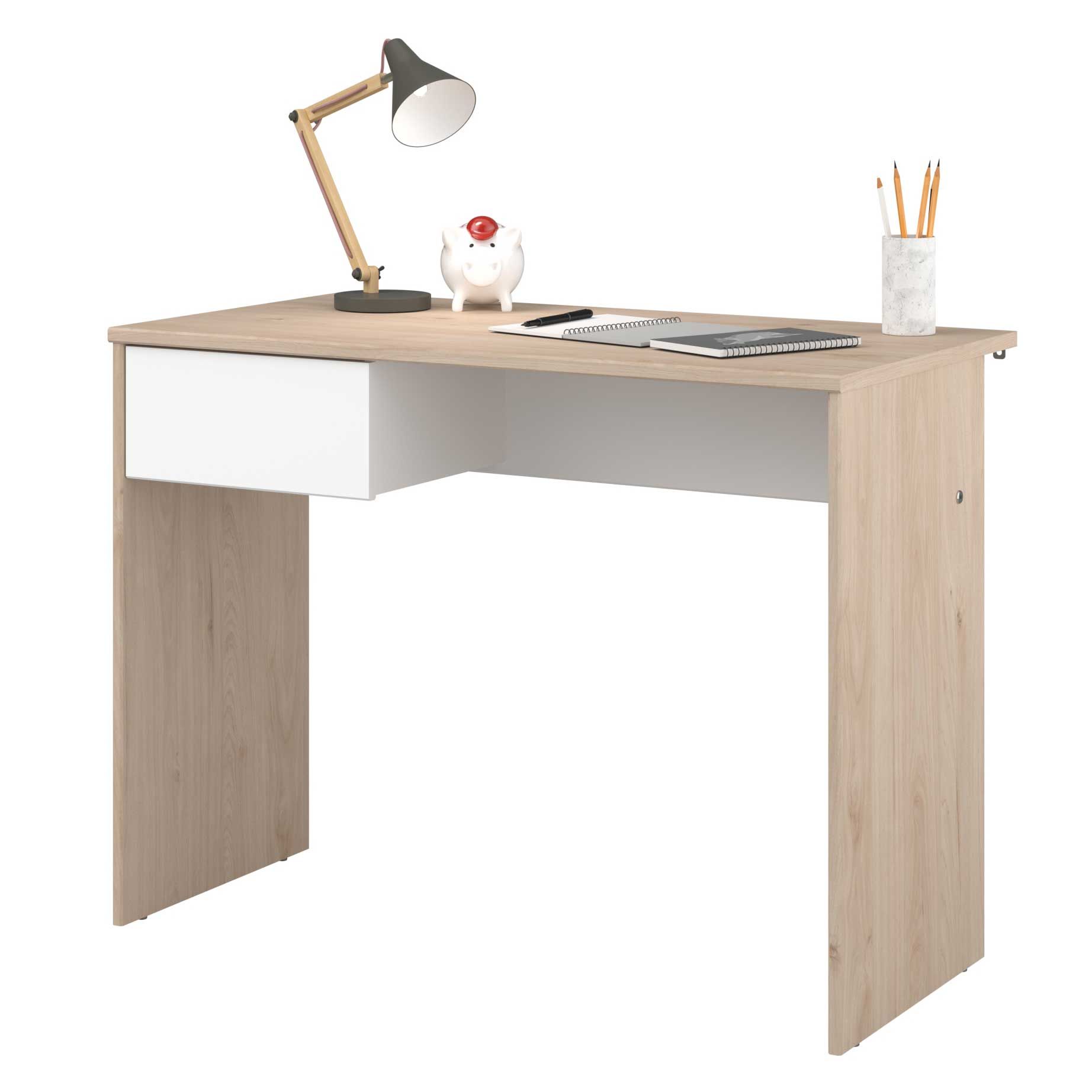 Emob Bureau Shelby 94 Cm Met 1 Lade - Eik/wit