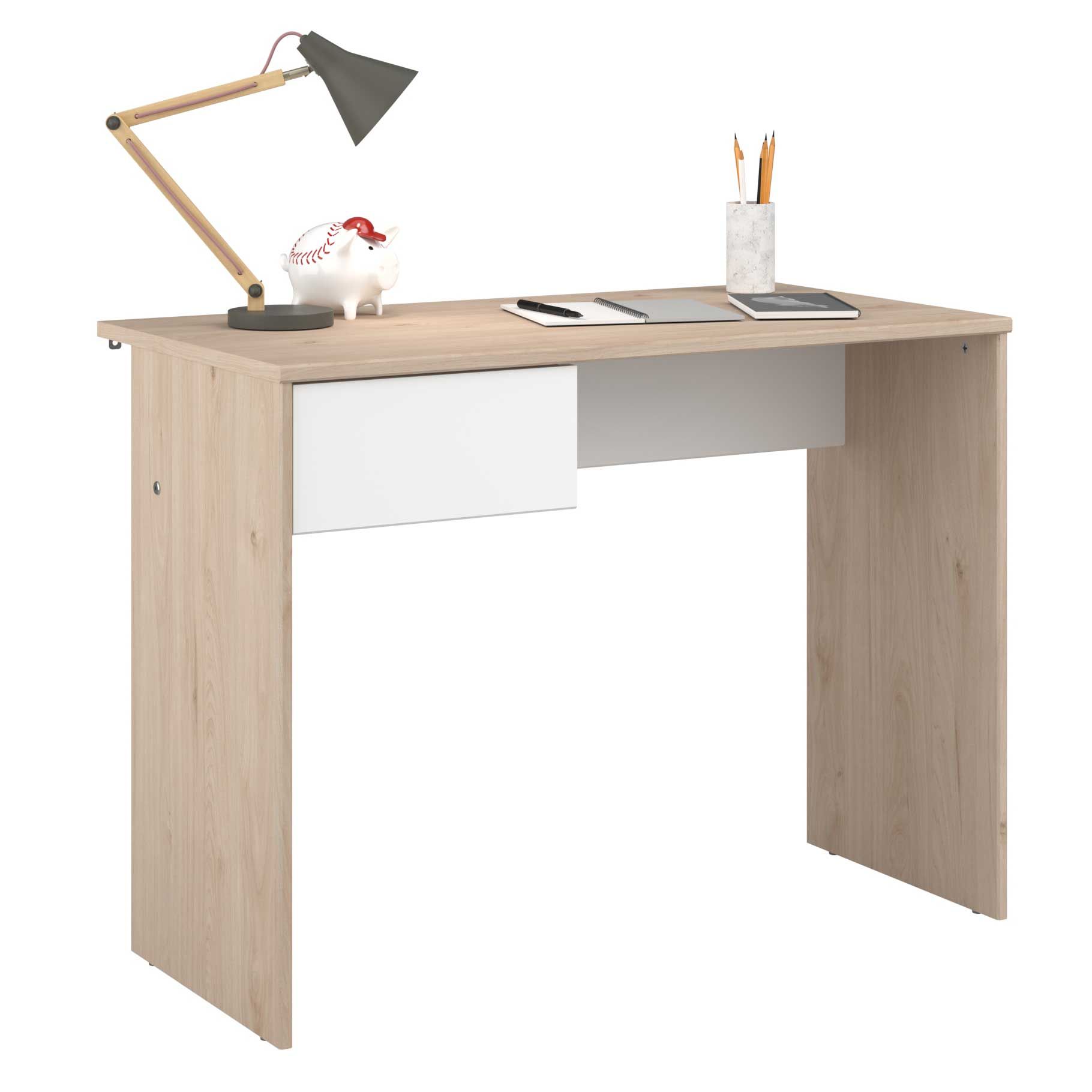 Emob Bureau Shelby 94 Cm Met 1 Lade - Eik/wit