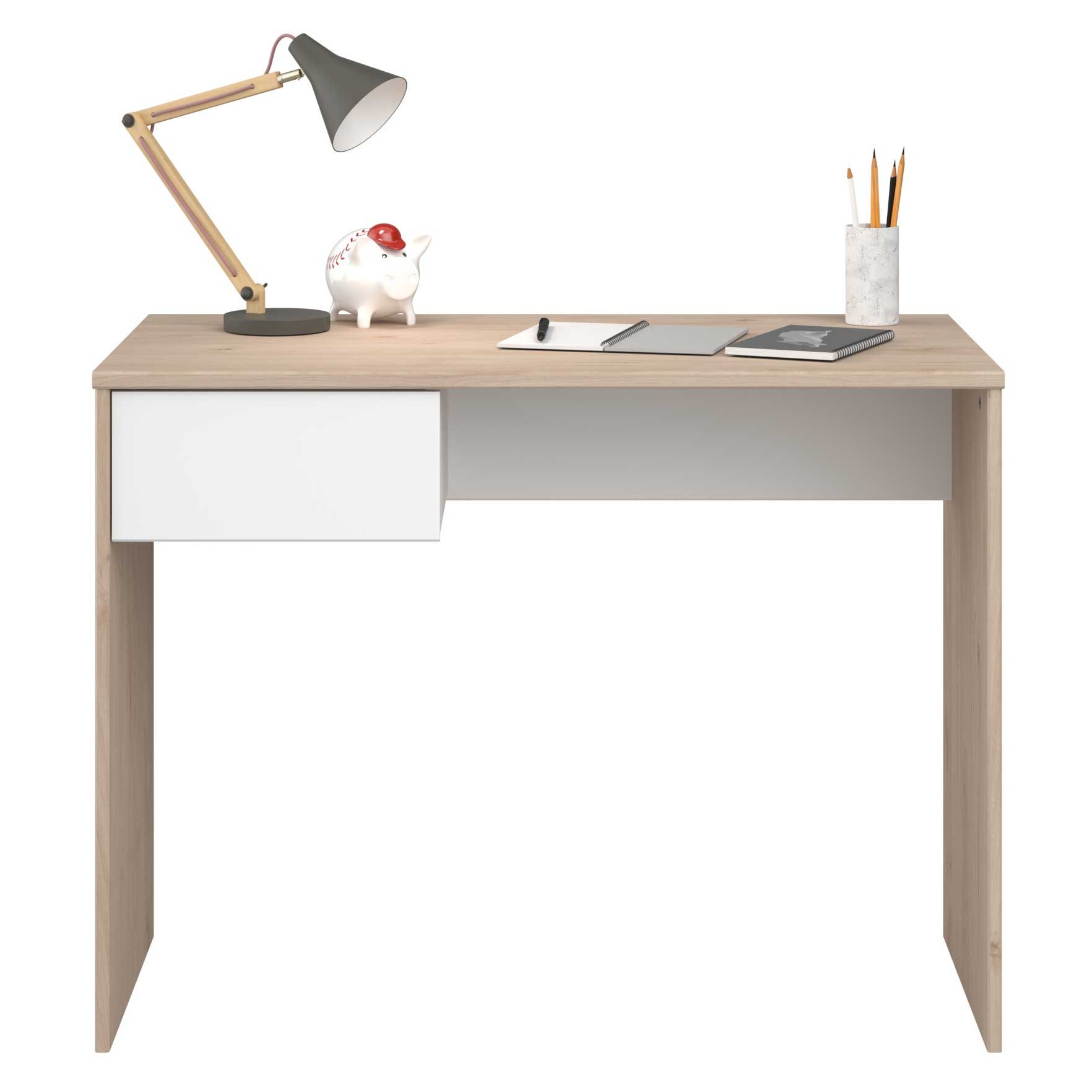 emob Bureau Shelby 94 cm met 1 lade - eik/wit