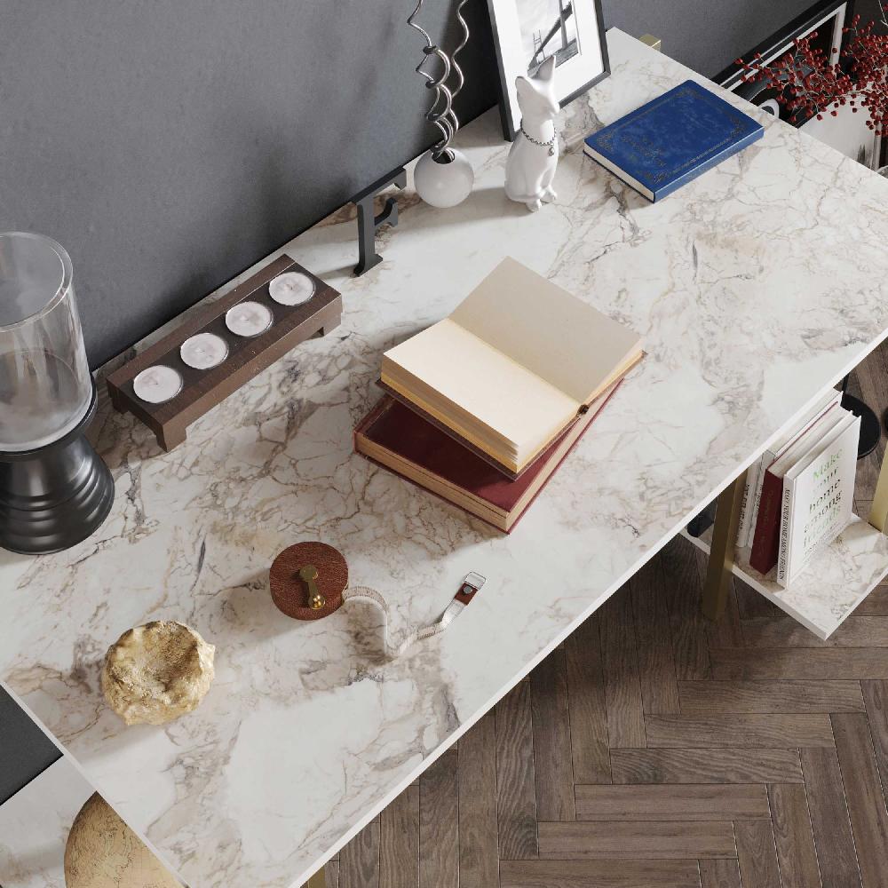 Emob Bureau Woody Fashion - 125x60x74cm - Marmer/goud