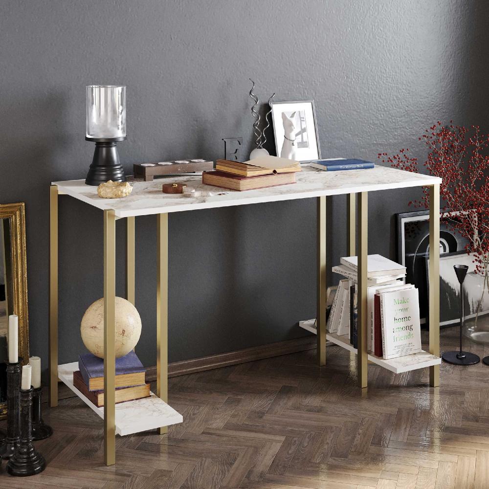 Emob Bureau Woody Fashion - 125x60x74cm - Marmer/goud