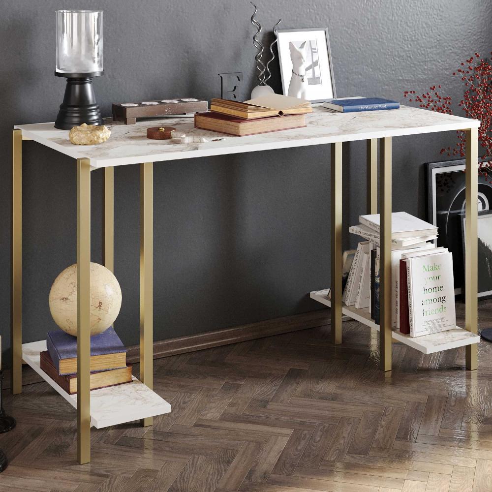 emob Bureau Woody Fashion - 125x60x74cm - marmer/goud