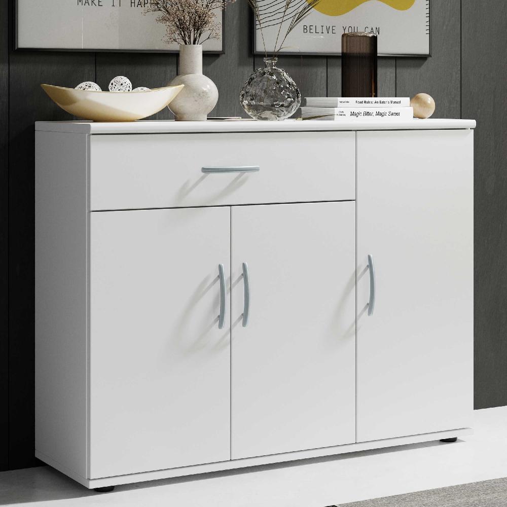 emob Commode Viviane 90cm met 3 deuren & 1 lade - wit