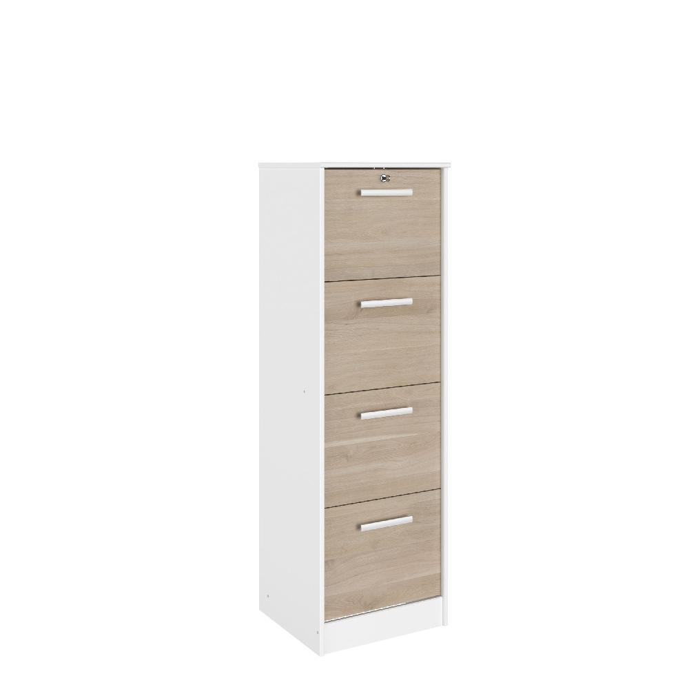 Emob Dossierkast Sil-138cm-4 Lades-wit/eik