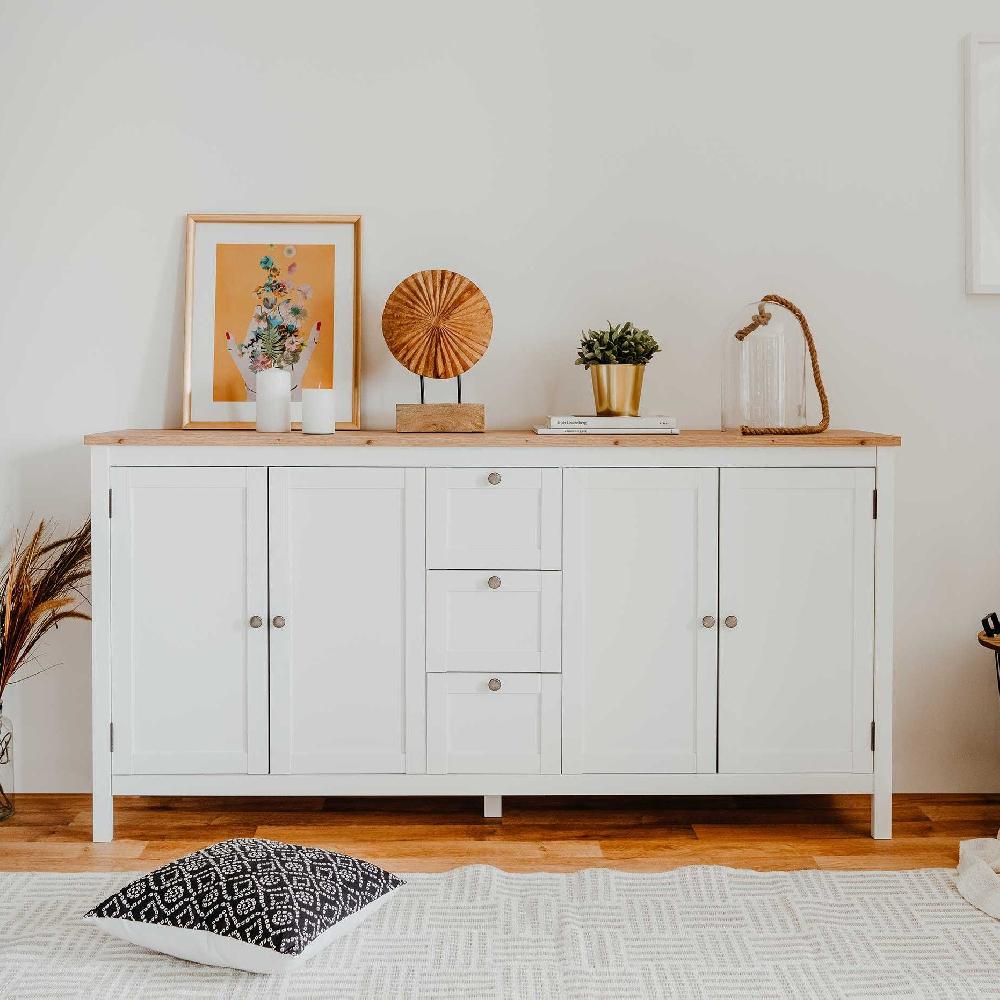 emob Dressoir Berge 180cm 4 deuren & 3 lades - wit/eik