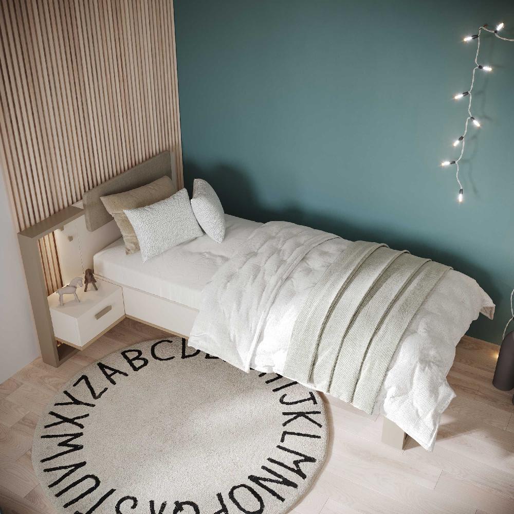 Emob Eenpersoonsbed Camillia - 90x200cm - Beige/grijs