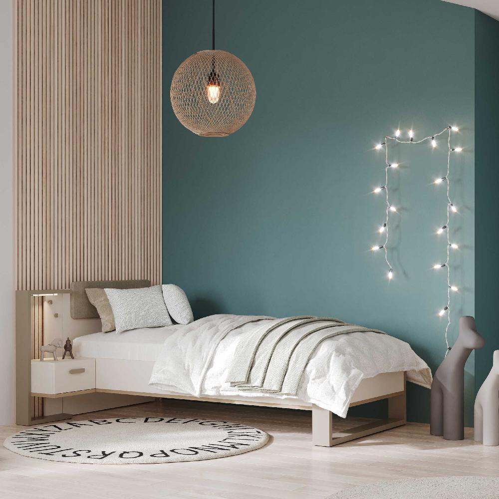 Emob Eenpersoonsbed Camillia - 90x200cm - Beige/grijs