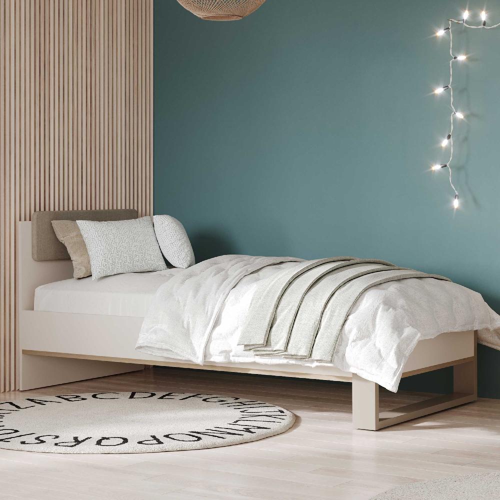 emob Eenpersoonsbed Camillia - 90x200cm - beige/grijs