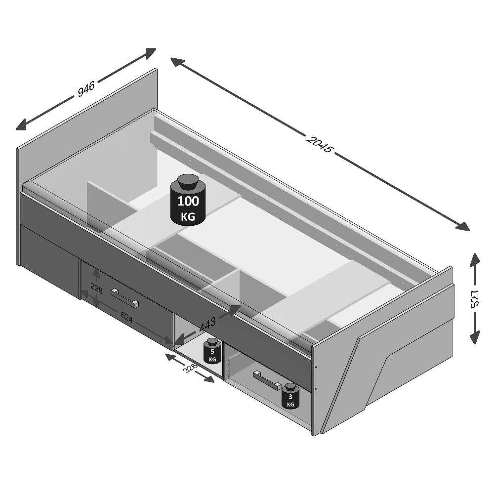 Emob Eenpersoonsbed Nano Met 2 Lades