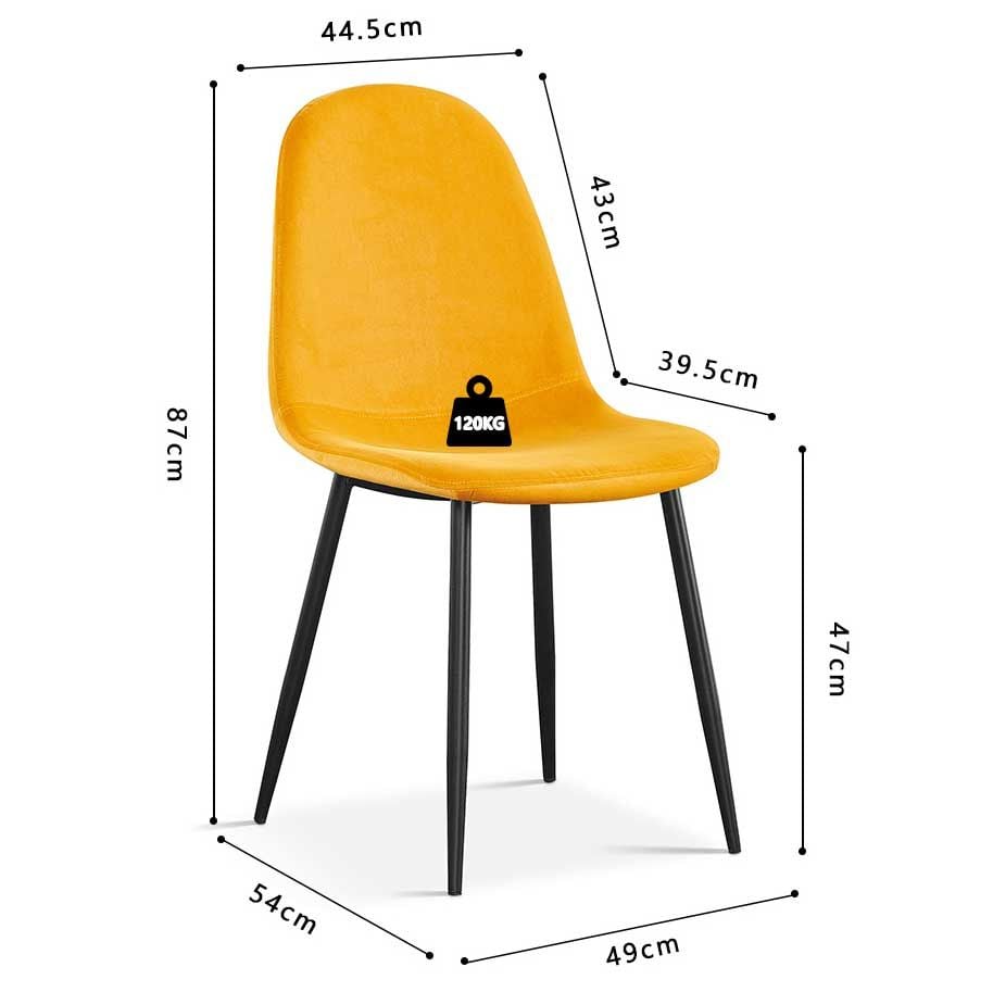 Emob Eetkamerstoel Valeska Fluweel - Geel