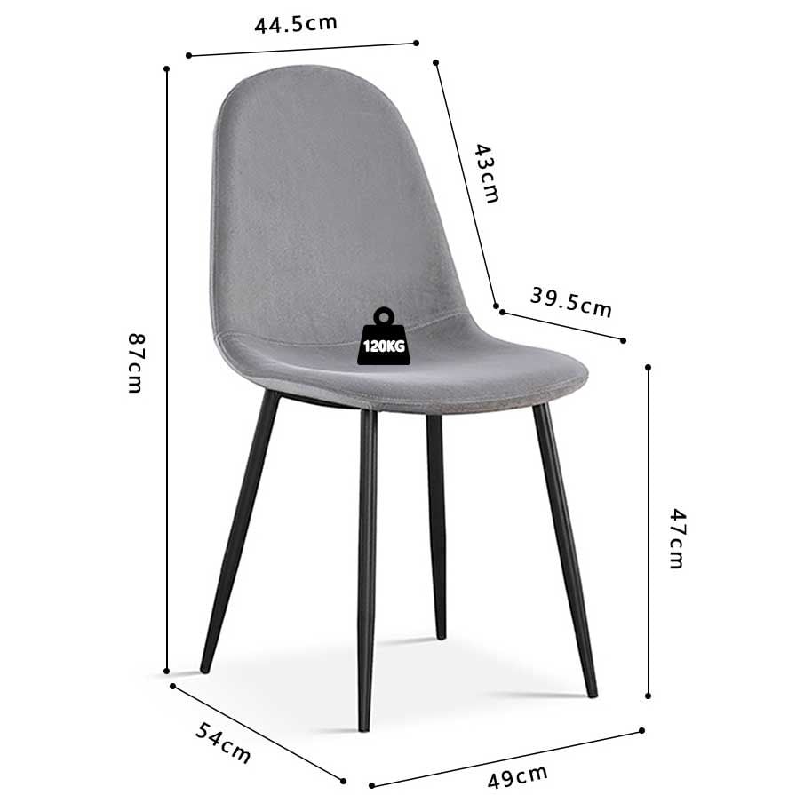 Emob Eetkamerstoel Valeska Fluweel - Grijs