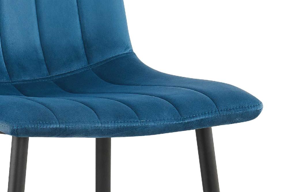 Emob Eetkamerstoel Willie Velours - Blauw/zwart