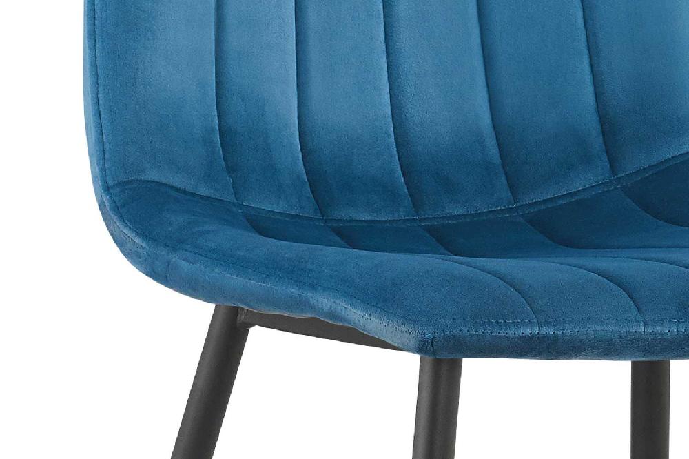 Emob Eetkamerstoel Willie Velours - Blauw/zwart