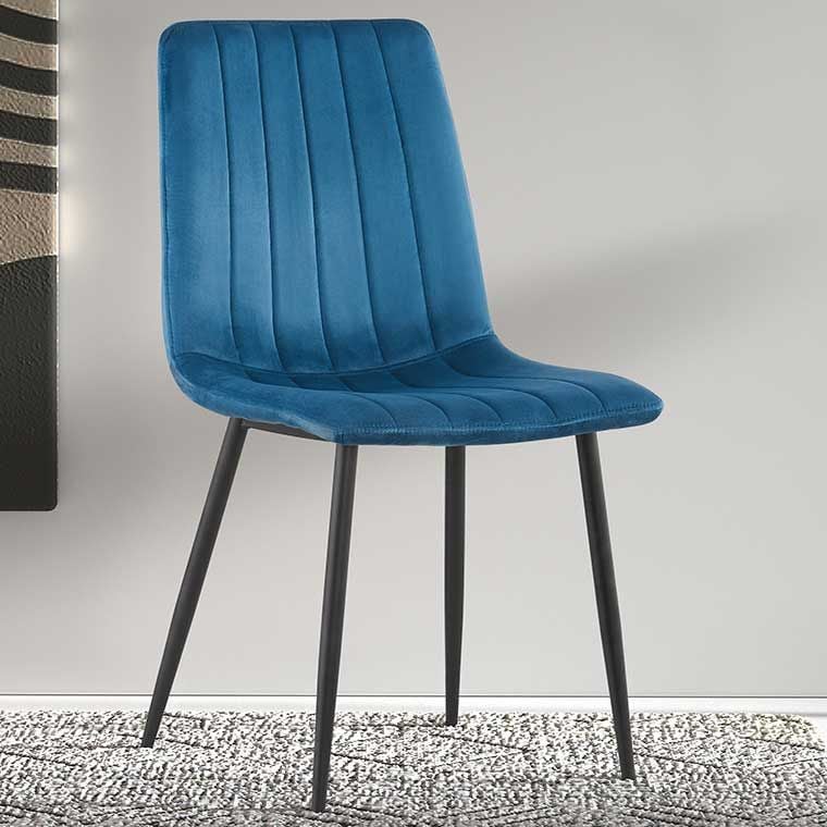 emob Eetkamerstoel Willie velours - blauw/zwart