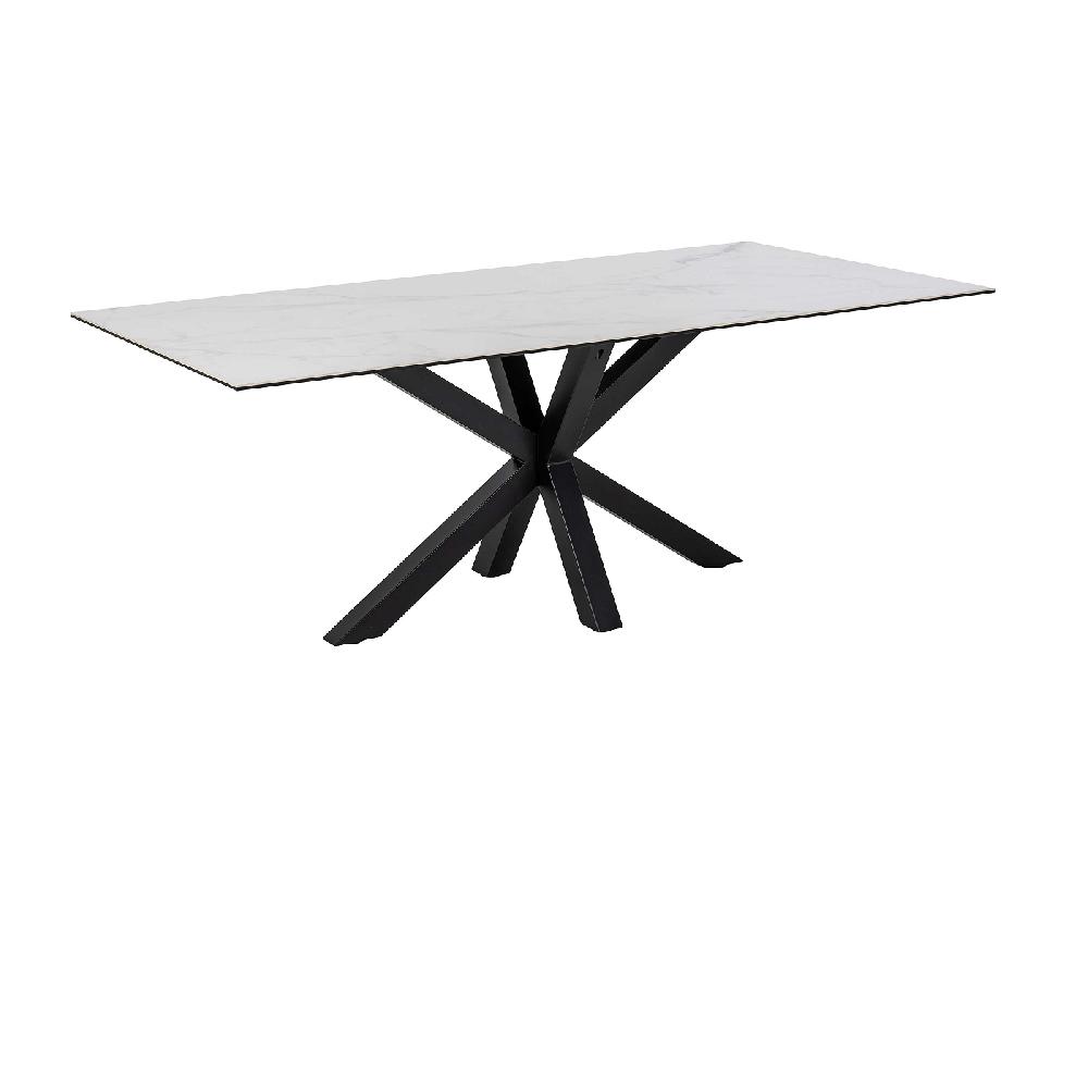 emob Eettafel Hennie 200x100 keramiek - wit/zwart