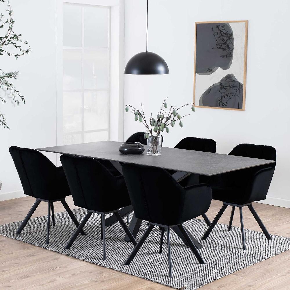 emob Eettafel Hennie 200x100 keramiek - zwart