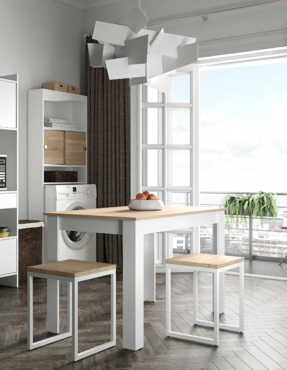 Emob Eettafel Nice 110x70 Cm - Wit/eik