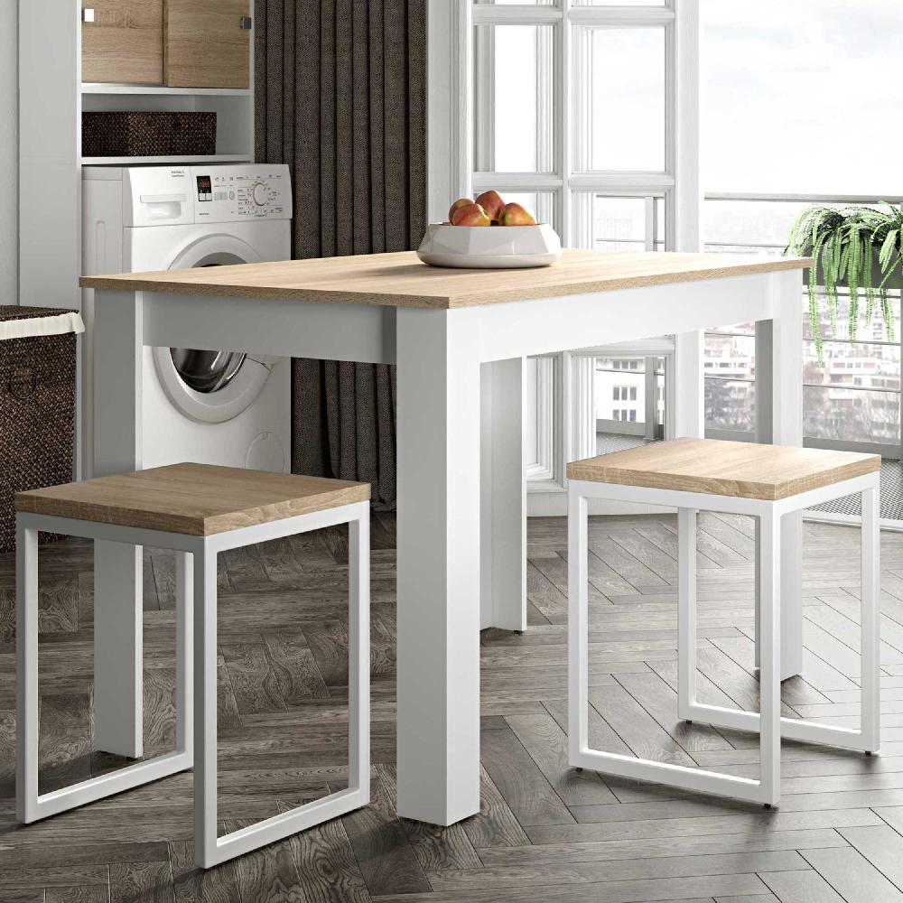 Emob Eettafel Nice 110x70 Cm - Wit/eik