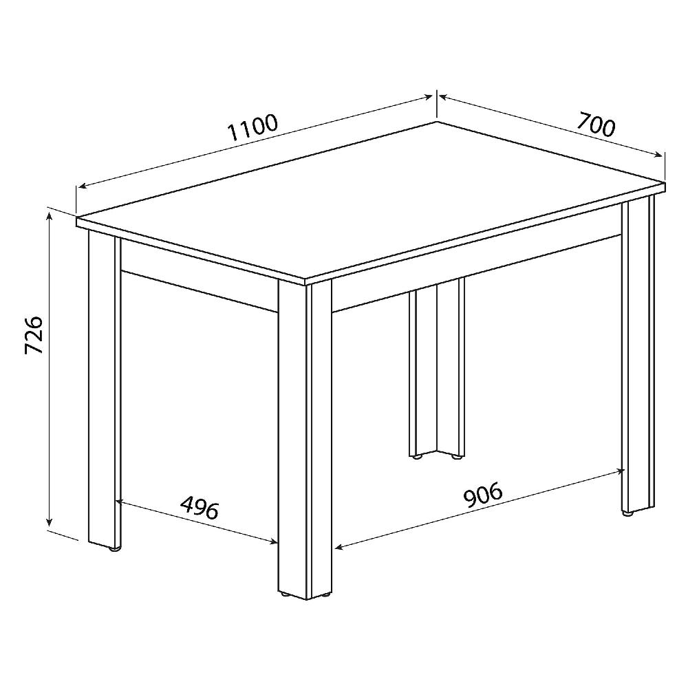 Emob Eettafel Nice 110x70 Cm - Zwart/beton