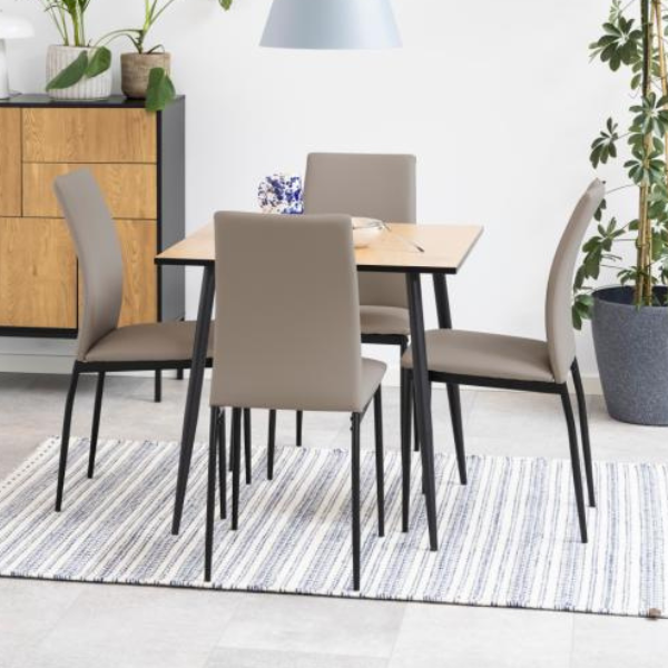emob Eettafel Wilhelm 80x80 - wilde eik/zwart