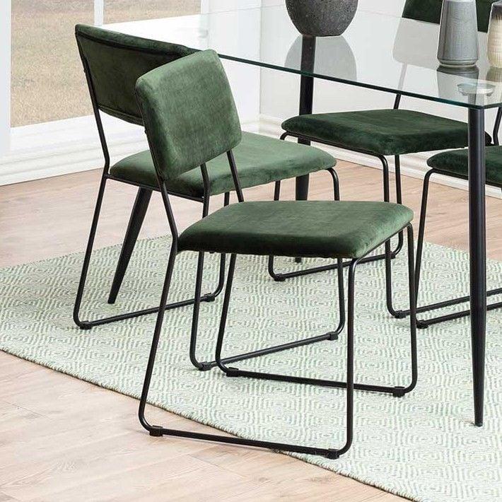 emob Fluwelen stoel Nelly - bosgroen/zwart