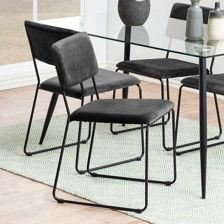 emob Fluwelen stoel Nelly - donkergrijs/zwart