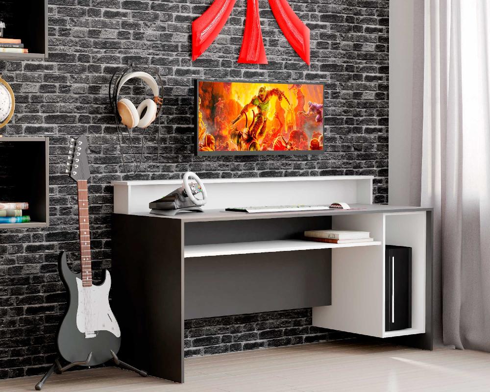 Emob Gaming Bureau Beri 140 Cm - Wit/zwart