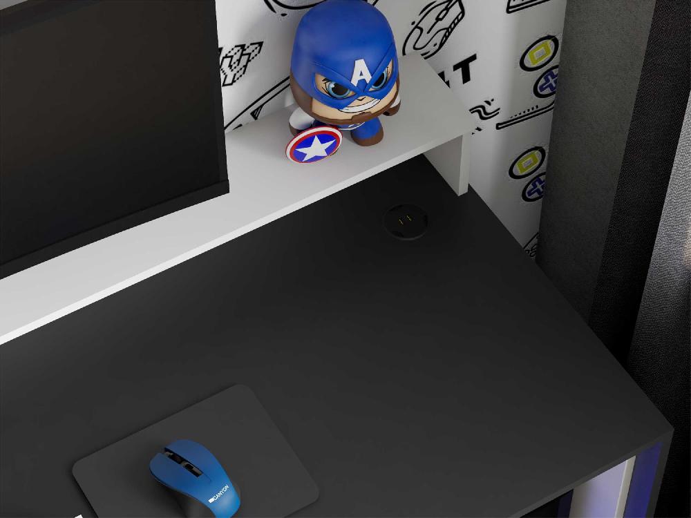 Emob Gaming Bureau Beri 140 Cm - Wit/zwart