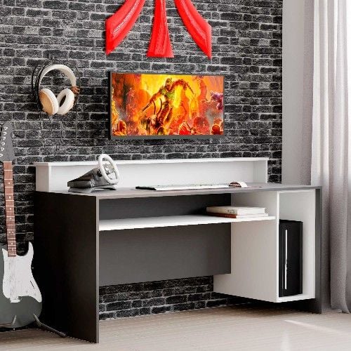 emob Gaming bureau Beri 140 cm - wit/zwart