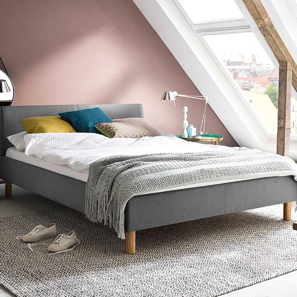 emob Gestoffeerd bed Amber 140x200 - lichtgrijs