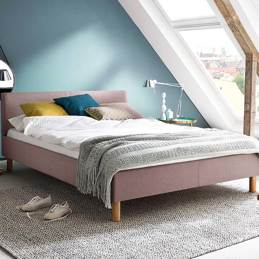 emob Gestoffeerd bed Amber 140x200 - oudroze