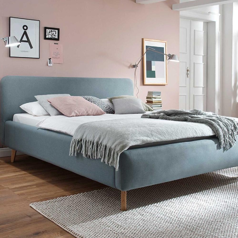 emob Gestoffeerd bed Tony 160x200 - ijsblauw