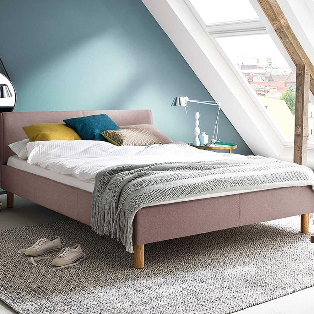 emob Gestoffeerd twijfelaar bed Amber - oudroze