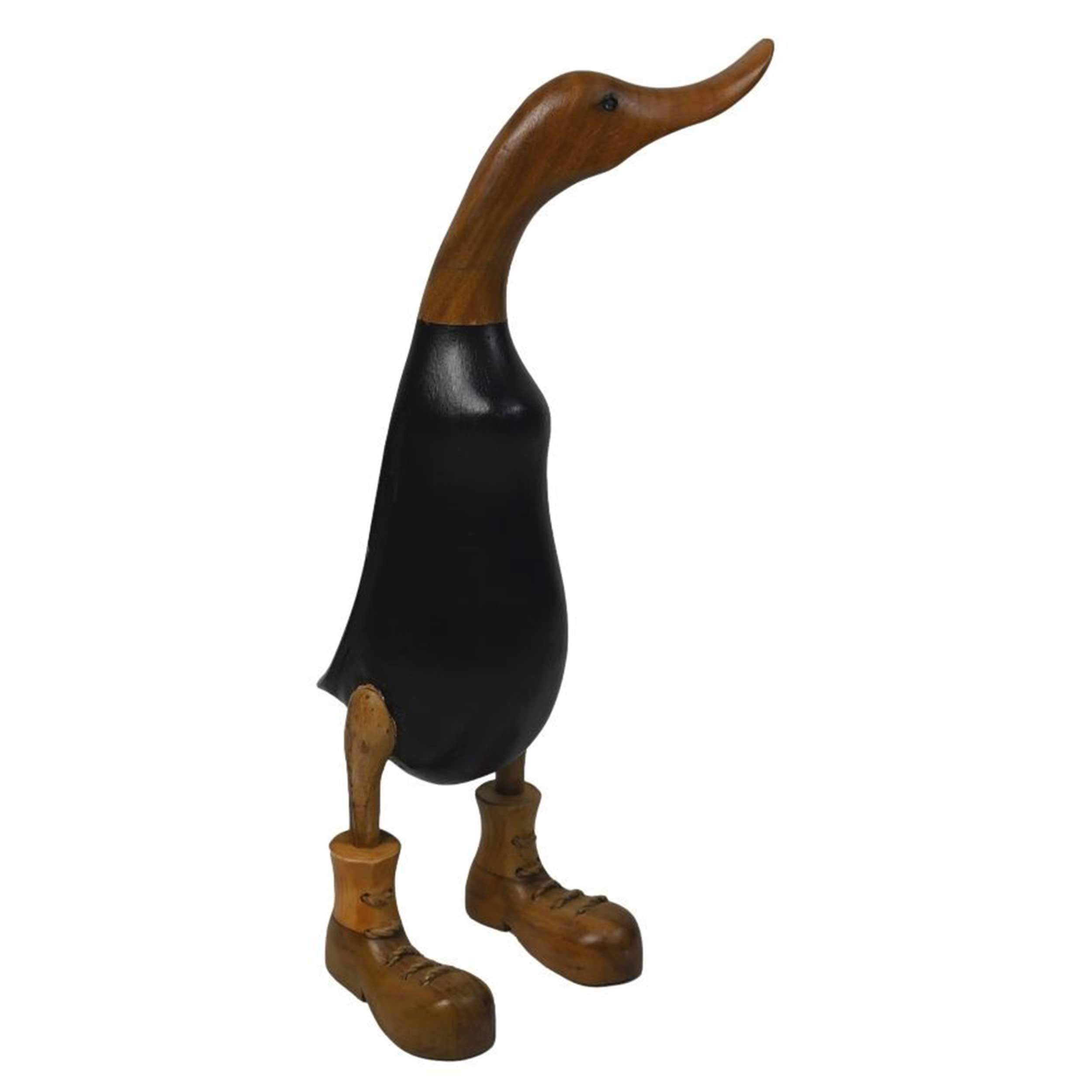 emob Handgemaakt Bamboe Eend Standbeeld - zwart