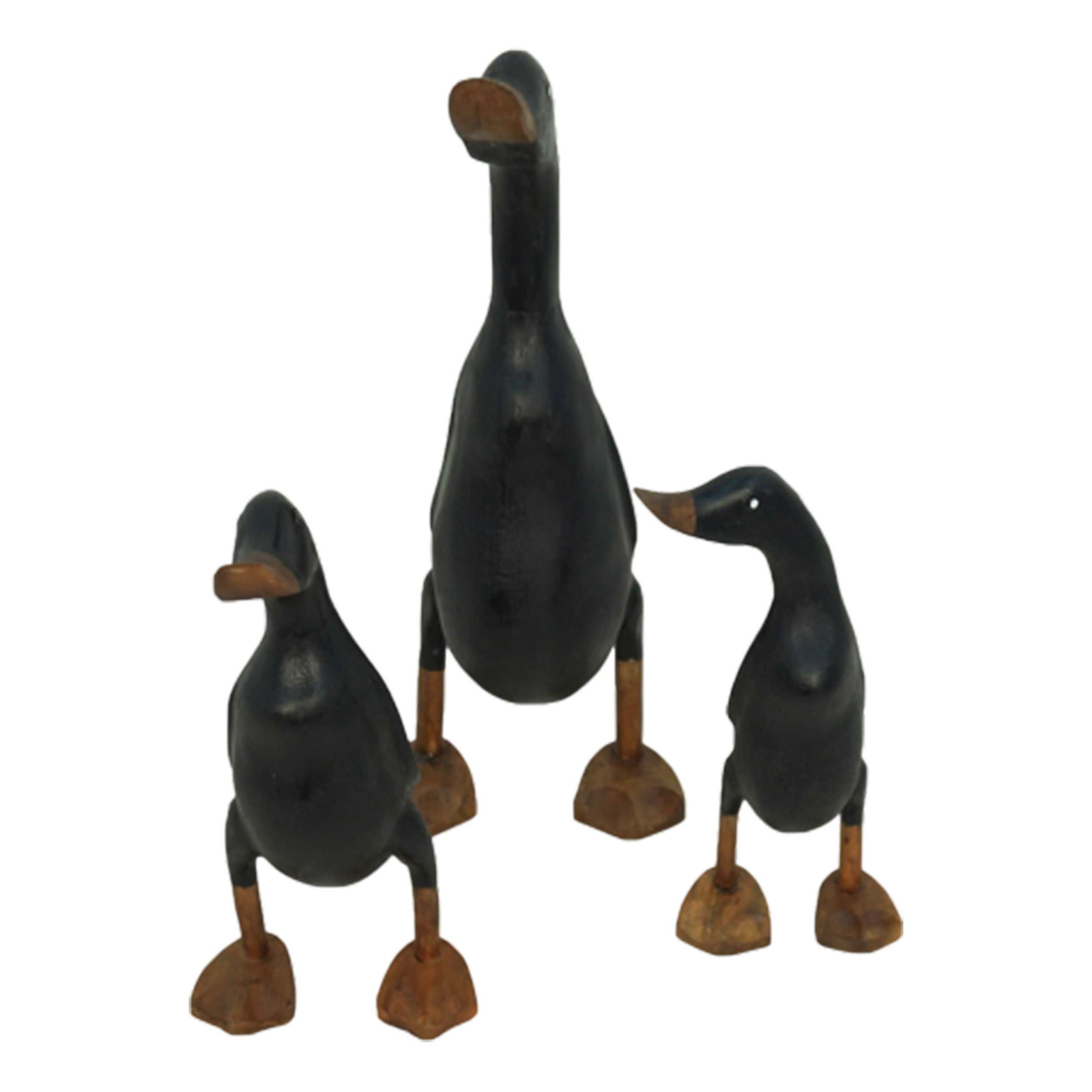 Emob Handgemaakte Houten Eend Set - Zwart